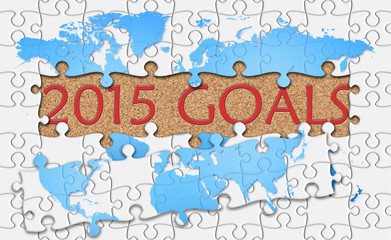 Jigsaw puzzle reveal  word 2015 goals