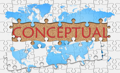Jigsaw puzzle reveal  word conceptual
