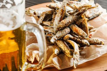 Fried smelts fish