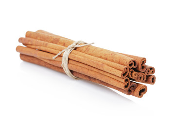Cinnamon sticks isolated on white