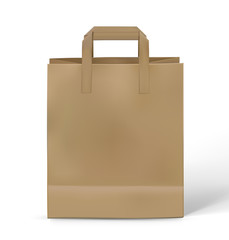 Kraft paper bag isolated on white background. Vector illustration