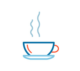 Vector linear illustration of color coffee on white background.