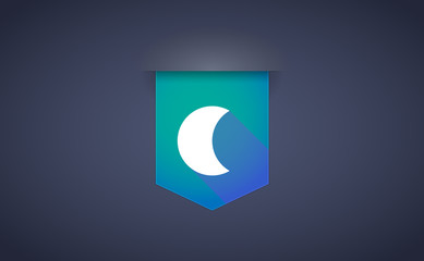 Long shadow ribbon icon with a moon