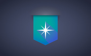 Long shadow ribbon icon with a sparkle