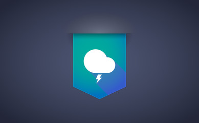 Long shadow ribbon icon with a stormy cloud