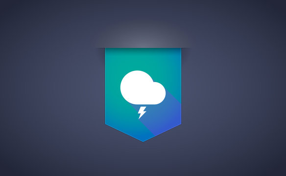 Long shadow ribbon icon with a stormy cloud