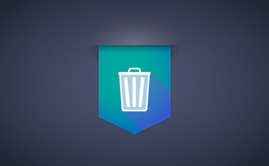 Long shadow ribbon icon with a trash can