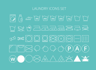 laundry icons set - obrazy, fototapety, plakaty