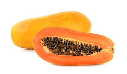 Ripe papaya isolated on the white background