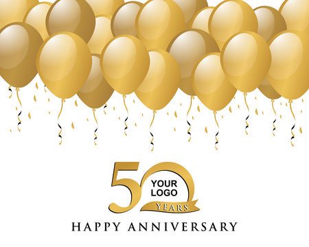 anniversary golden logo balloon background 50