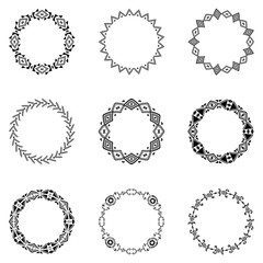 Collection of round elements for design in ethnic style