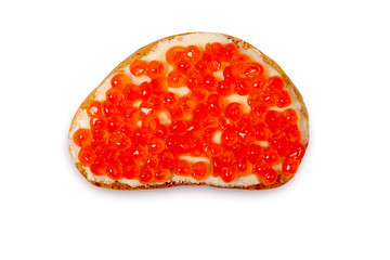 Red salmon caviar sandwich with butter