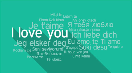 I LOVE YOU in different languages, word tag cloud