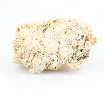 White lava rock from volcano on a white background