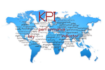 Word Cloud of kpi with world map background