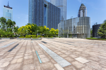 modern city with empty road floor