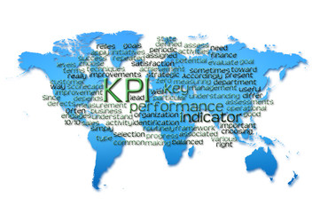 Word Cloud of kpi with world map background
