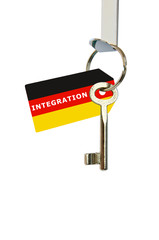Schlüssel zur Integration vor weißem Hintergrund