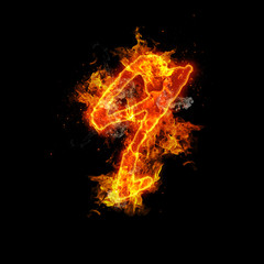 Number nine fire on a black background
