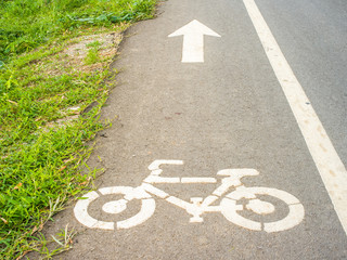 Fototapeta premium Bicycle lane painted on surface in Thailand