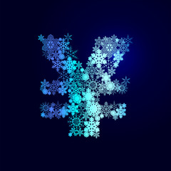 Winter decorations. Symbols of snowflakes. Yuan.