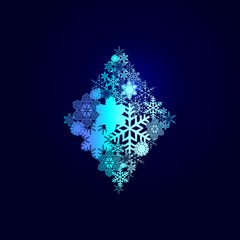 Winter decorations. Symbols of snowflakes. Diamonds.