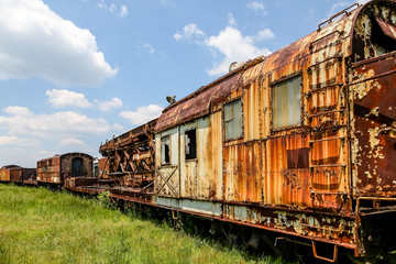 Fototapeta na wymiar Rusted Out Train Cars