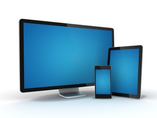 monitor, tablet pc and mobile phone