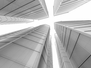 Fototapeta premium white skyscapers 3d rendering