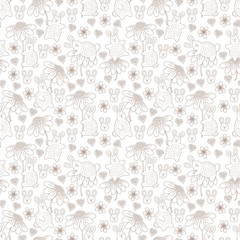 pattern with rabbits and flowers