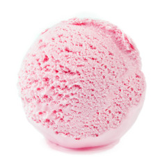 Ice cream scoop pink strawberry isolated dessert food