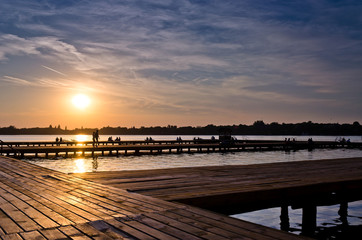 Fototapeta na wymiar sunset at lake Palic