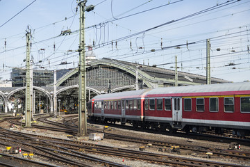 Cologne Central Station and a train, Germany