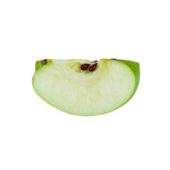 Green Granny Smith Apple slice on white background