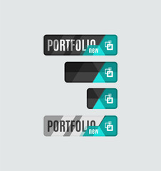Portfolio button, futuristic hi-tech UI design