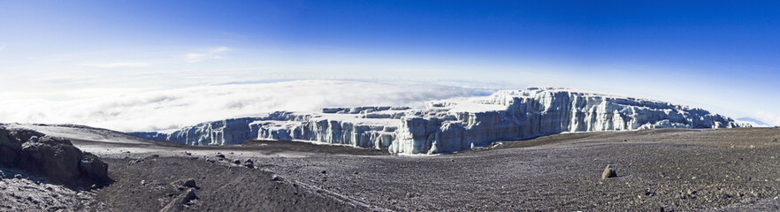 Panoramic view from peak Uhuru of Kilimanjaro