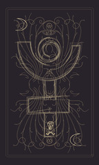 Tarot cards - back design.   Pluto, death