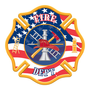 Fire Department Cross is a fire department cross with the US flag background.