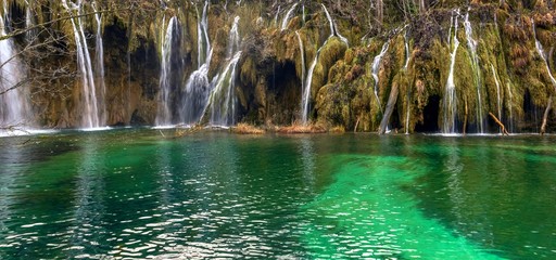 Waterfall with large rocks