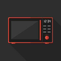 Flat microwave with long shadow. Vector icon