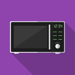 Microwave with long shadow. Vector icon