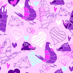 Fototapeta premium Seamless pattern with funny birds