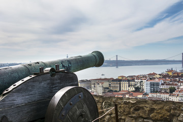 A Cannon in the ground of the castkle sao Jorge
