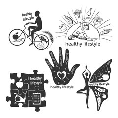 Set of icons healthy lifestyle