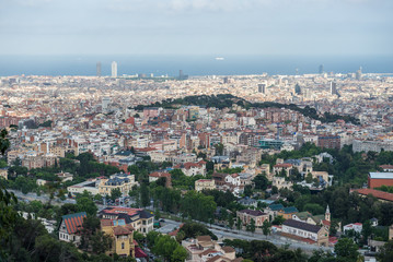 Fototapeta na wymiar Aerial view from Tibidabo mountain in Barcelona, Spain