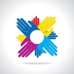 colorful hands teamwork concept icon 