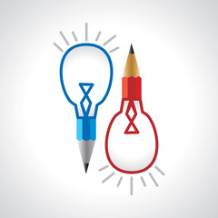 creative pencil and bulb creative idea concept 