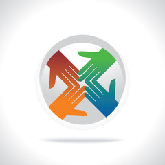hands connect with together team symbol 
