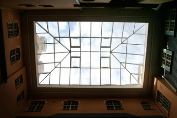 Glass ceiling - natural frame. Riga, Latvia.