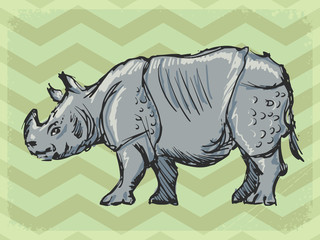 Fototapeta premium vintage background with rhinoceros